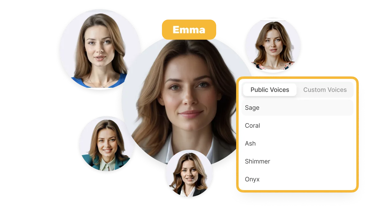 User selecting an AI avatar in a video creation tool to make a personalized marketing video without filming